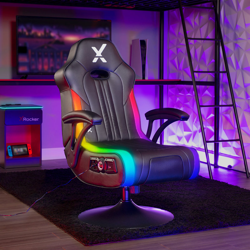 Inbox Zero Swiveling PC & Racing Game Chair with Builtin Speakers in
